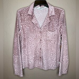 BearPaw Sleepwear Pink & White  Cozy Animal Print Patterned Pajama Top Size Med